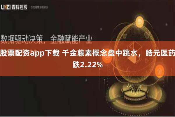 股票配资app下载 千金藤素概念盘中跳水，皓元医药跌2.22%